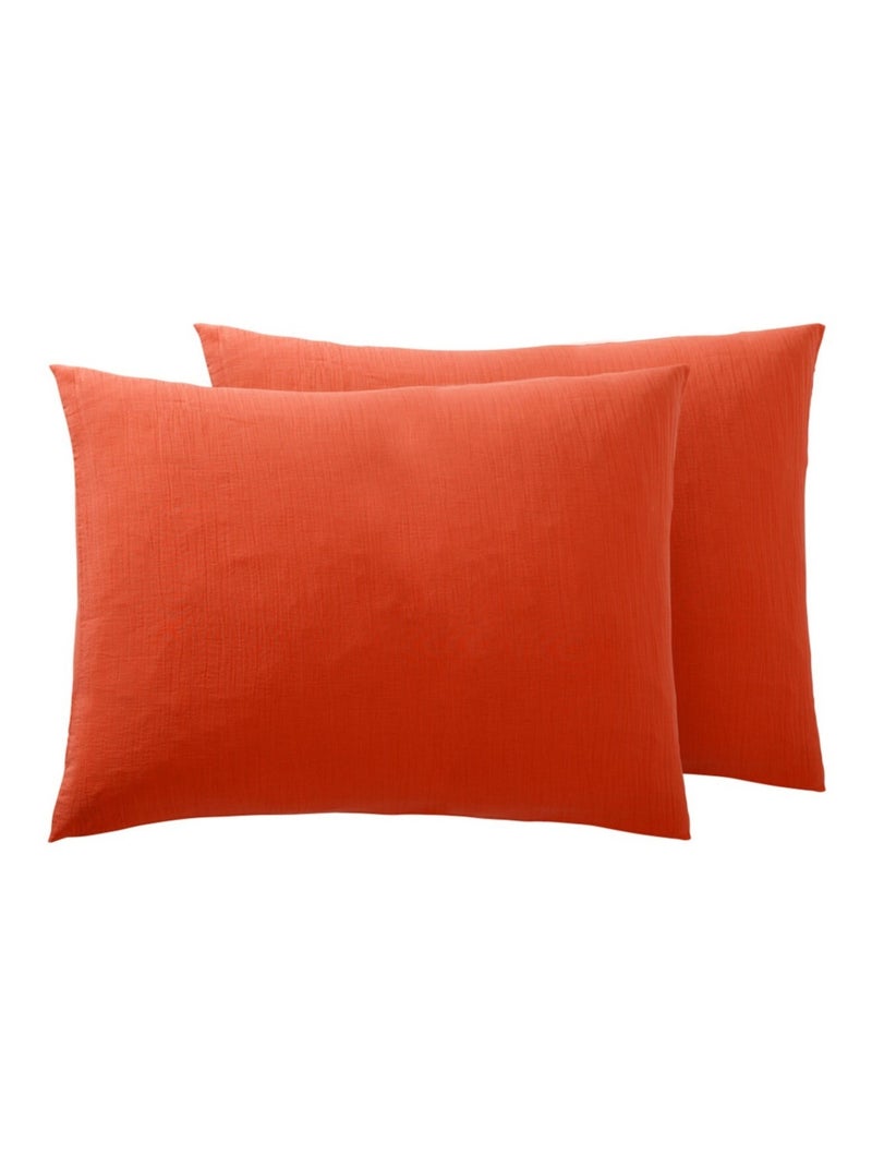 Taies d'oreiller Coton Alia PROMO LINGE Terracotta - Kiabi