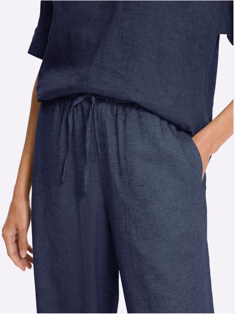Tailleur Pantalon 55% Lin - Taille Standard - Helline Bleu marine - Kiabi