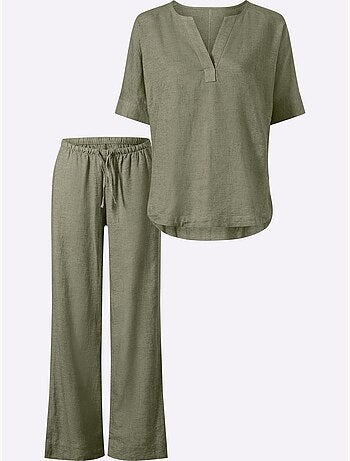 Tailleur pantalon 55% lin - taille standard - helline