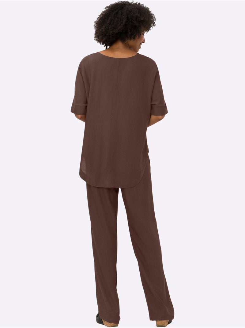 Tailleur Pantalon 55% Lin - Taille Standard - helline Marron - Kiabi