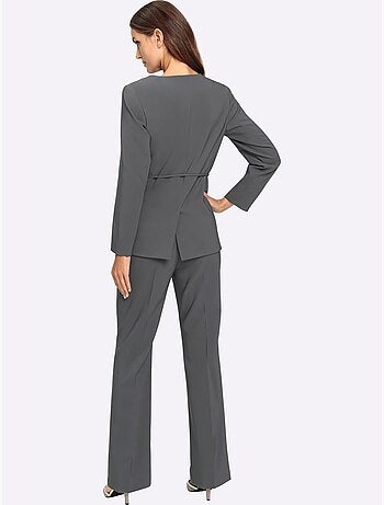 Tailleur Pantalon Avec Ceinture à Boucle Décorative - Taille Standard - Helline