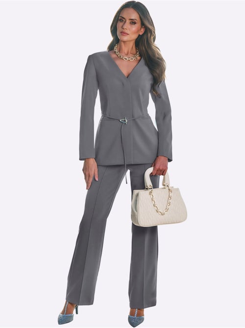Tailleur Pantalon Avec Ceinture à Boucle Décorative - Taille Standard - Helline - Kiabi