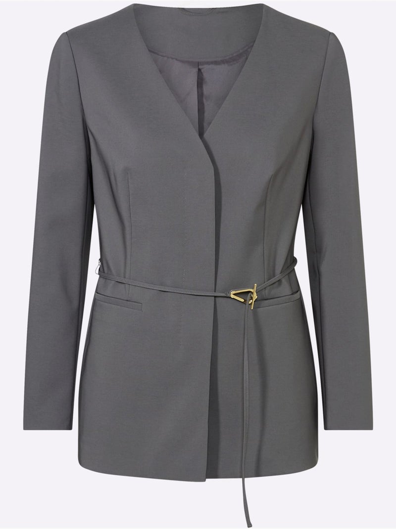 Tailleur Pantalon Avec Ceinture à Boucle Décorative - Taille Standard - Helline gris anthracite - Kiabi