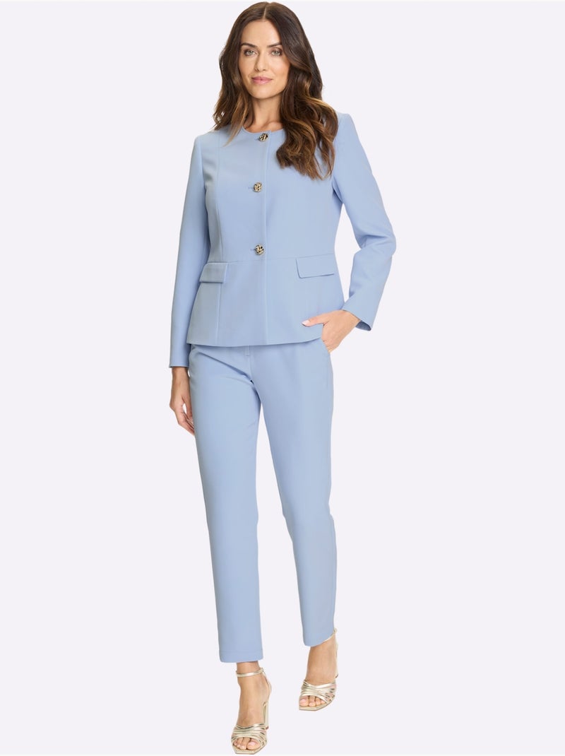 Tailleur Pantalon Boutons Décoratifs - Taille Standard - Helline Bleu ciel - Kiabi