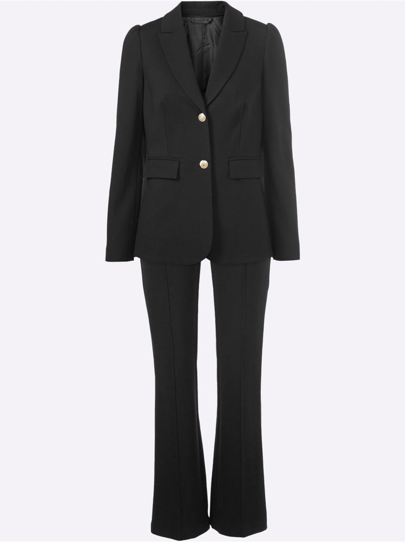 Tailleur Pantalon Boutons Fantaisie - Taille Standard - Helline Noir - Kiabi