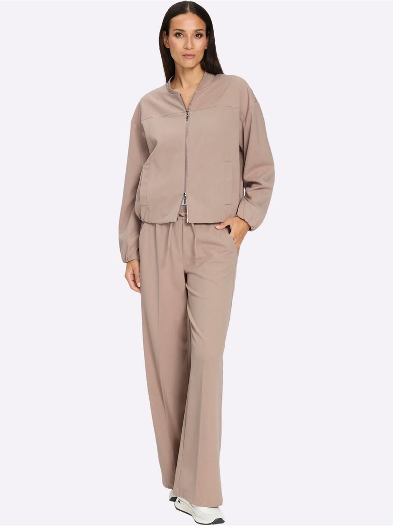 Tailleur pantalon forme blouson tendance - taille standard - helline Beige - Kiabi