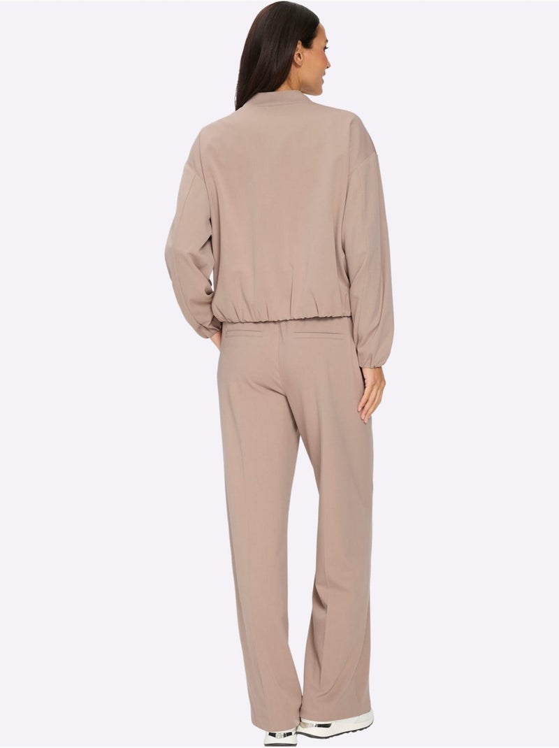 Tailleur pantalon forme blouson tendance - taille standard - helline Beige - Kiabi
