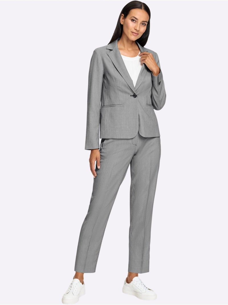 Tailleur Pantalon Intemporel Et Chic - Taille Standard - helline Noir Ecru - Kiabi