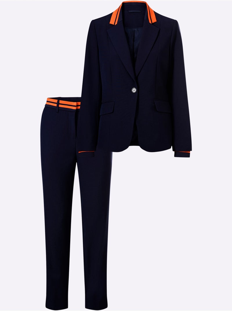 Tailleur Pantalon Joli Aspect Contrasté - Taille Standard - Helline Bleu Orange - Kiabi