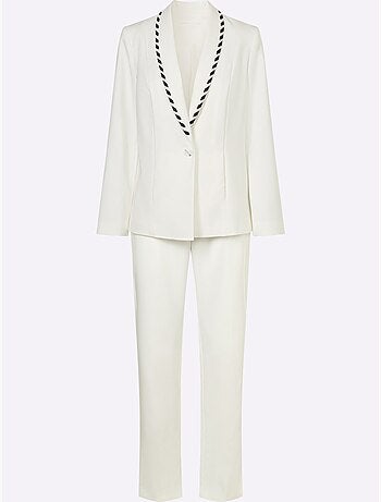 Tailleur Pantalon Joli Aspect Contrasté - Taille Standard - Helline