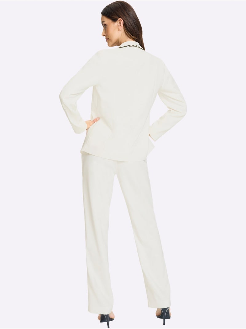 Tailleur Pantalon Joli Aspect Contrasté - Taille Standard - Helline Ecru - Kiabi