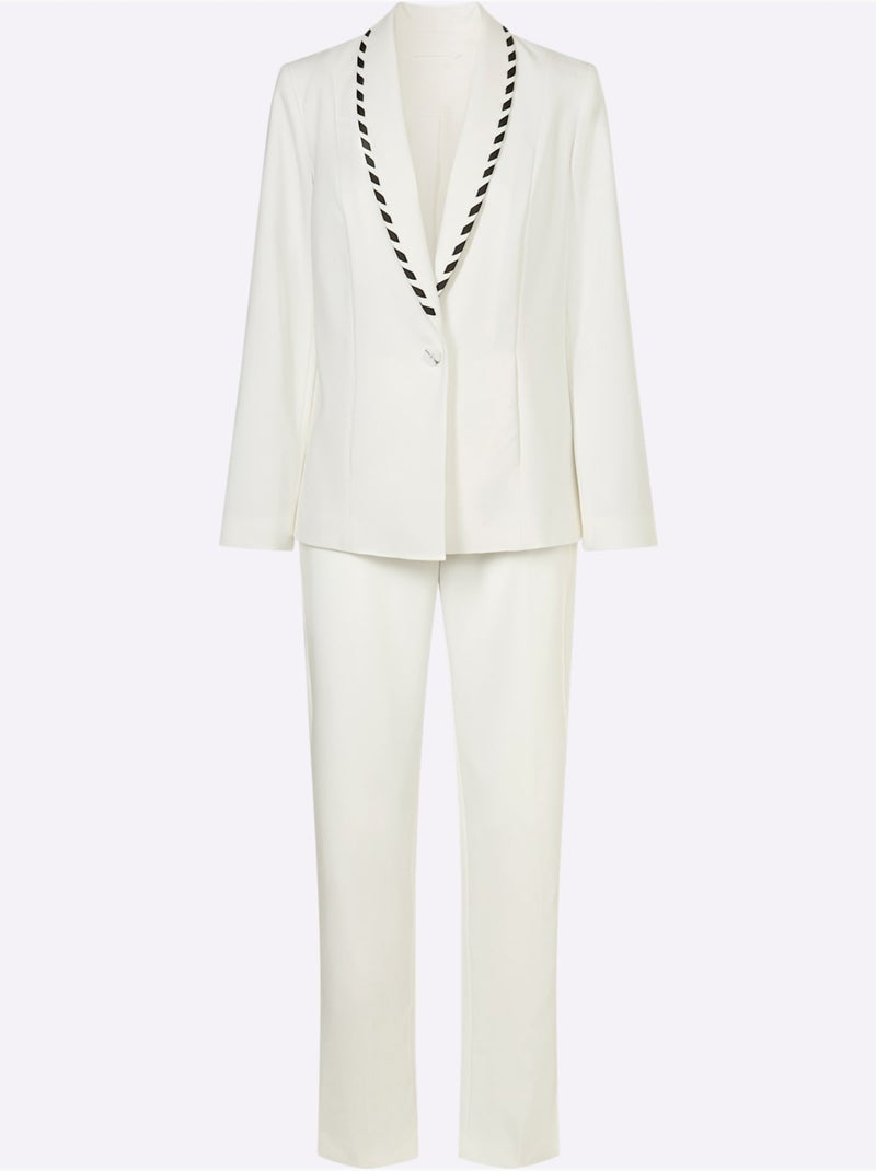 Tailleur Pantalon Joli Aspect Contrasté - Taille Standard - Helline Ecru - Kiabi