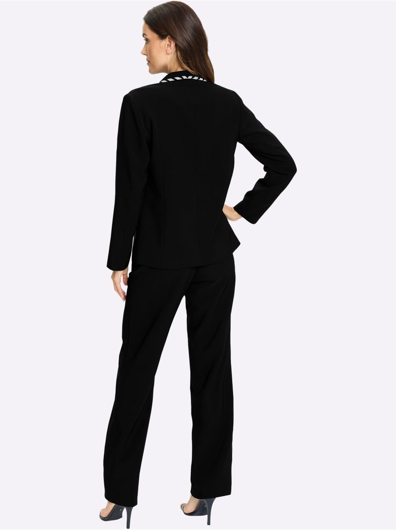 Tailleur Pantalon Joli Aspect Contrasté - Taille Standard - Helline Noir Ecru - Kiabi