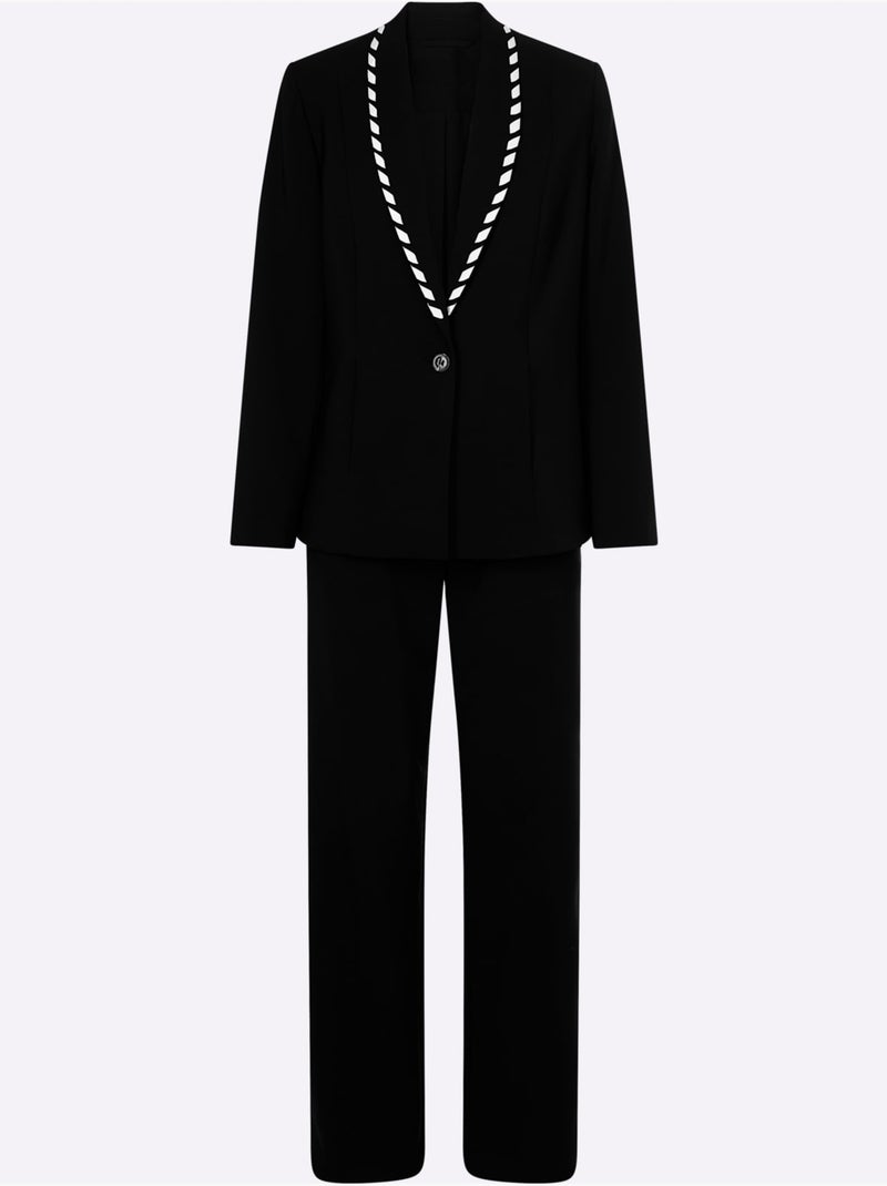 Tailleur Pantalon Joli Aspect Contrasté - Taille Standard - Helline Noir Ecru - Kiabi