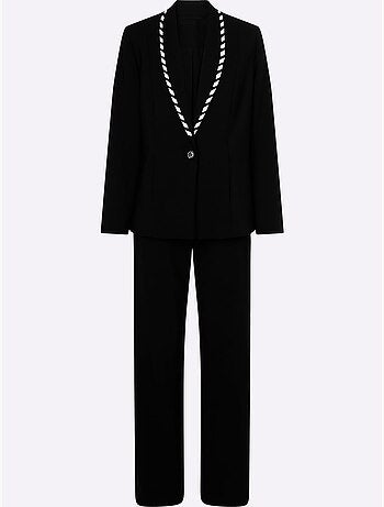 Tailleur Pantalon Joli Aspect Contrasté - Taille Standard - Helline