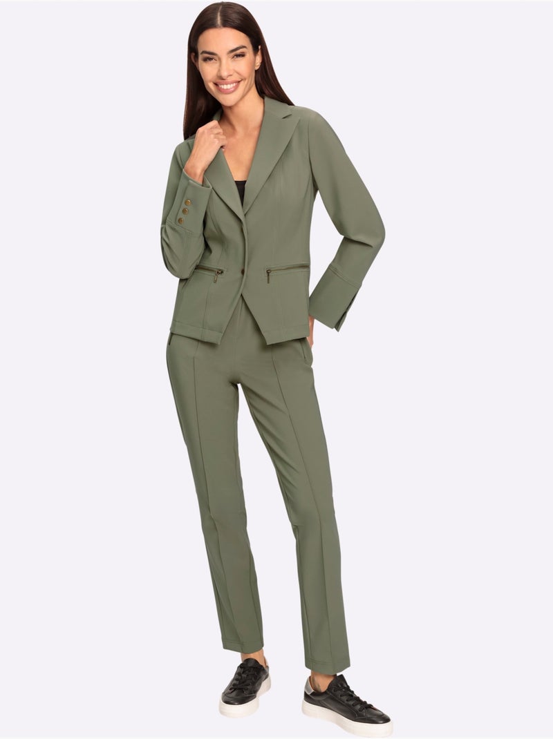 Tailleur Pantalon Qualité Extensible - Taille Standard - Helline Kaki - Kiabi