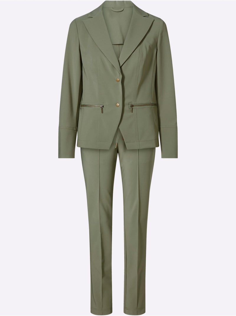 Tailleur Pantalon Qualité Extensible - Taille Standard - Helline Kaki - Kiabi