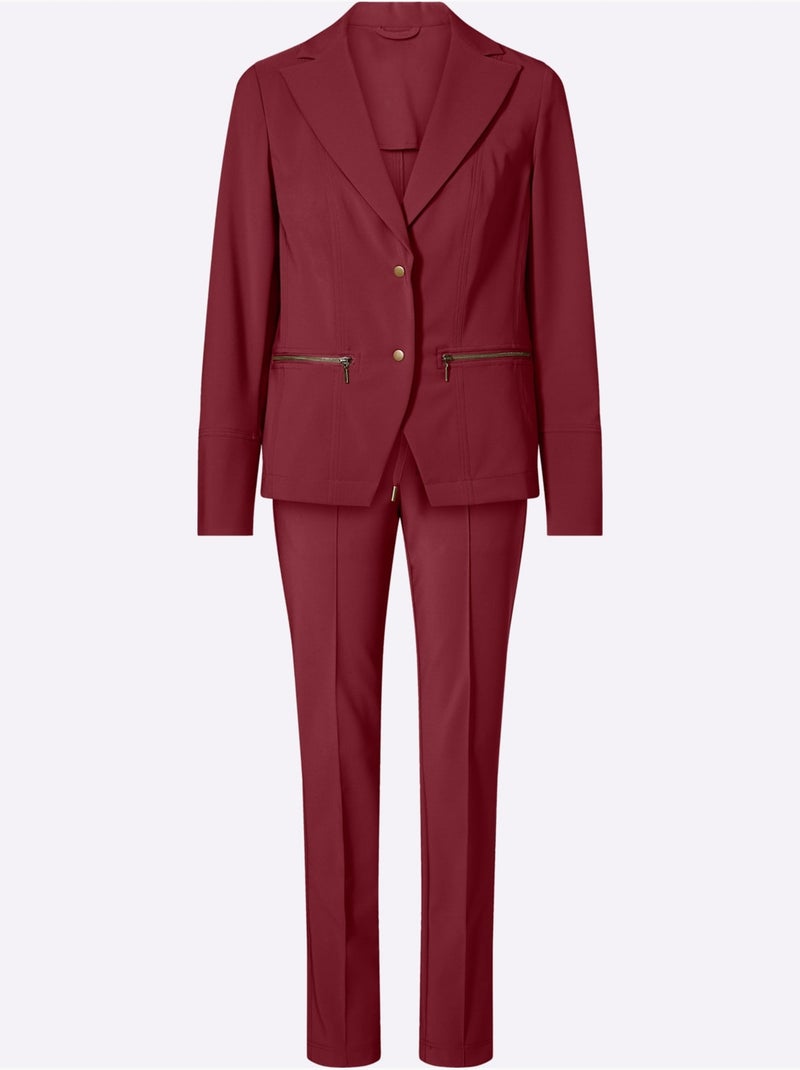 Tailleur Pantalon Qualité Extensible - Taille Standard - Helline Rouge foncé - Kiabi