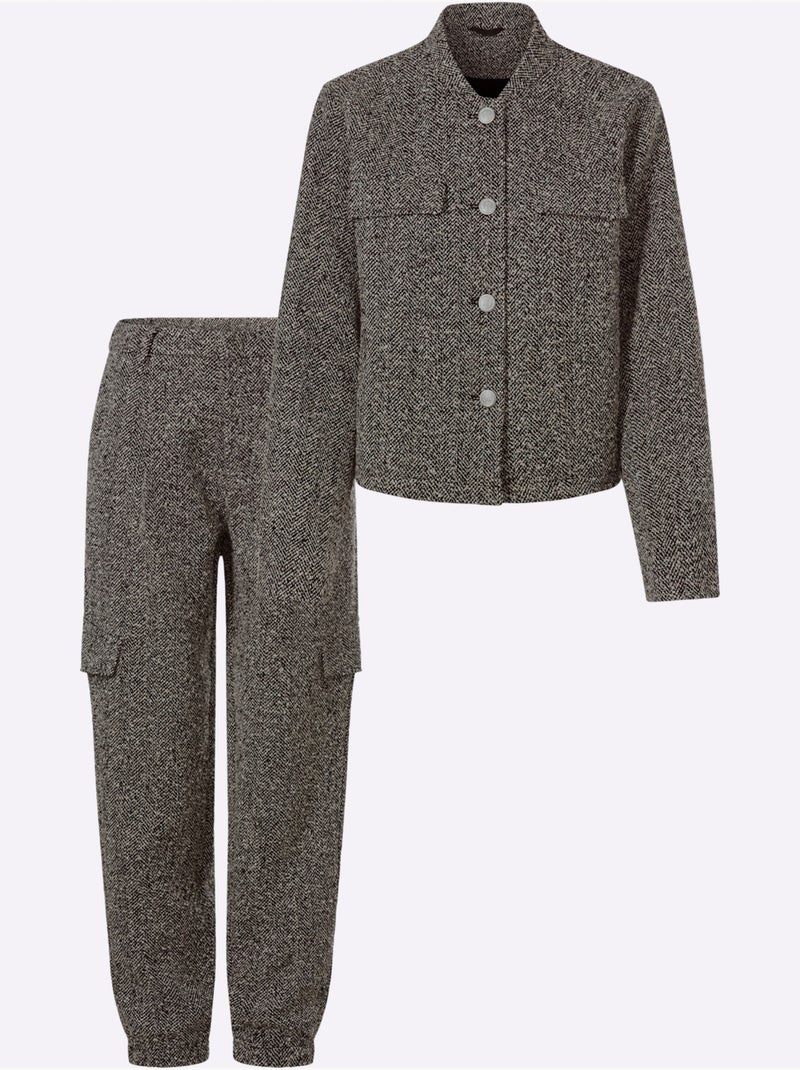 Tailleur Pantalon Style Poivre Et Sel Tendance - Taille Standard - Helline Noir Blanc - Kiabi