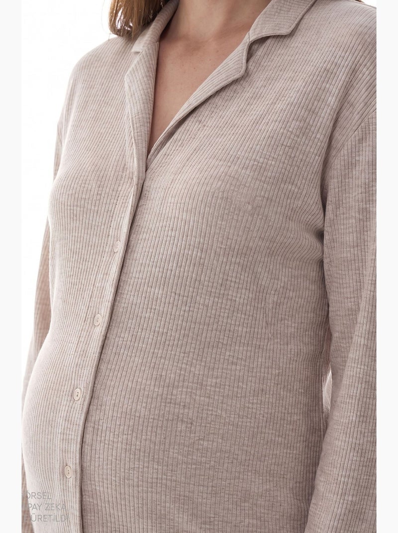 Talia chemise chemise de nuit à manches longues penti Beige naturel - Kiabi