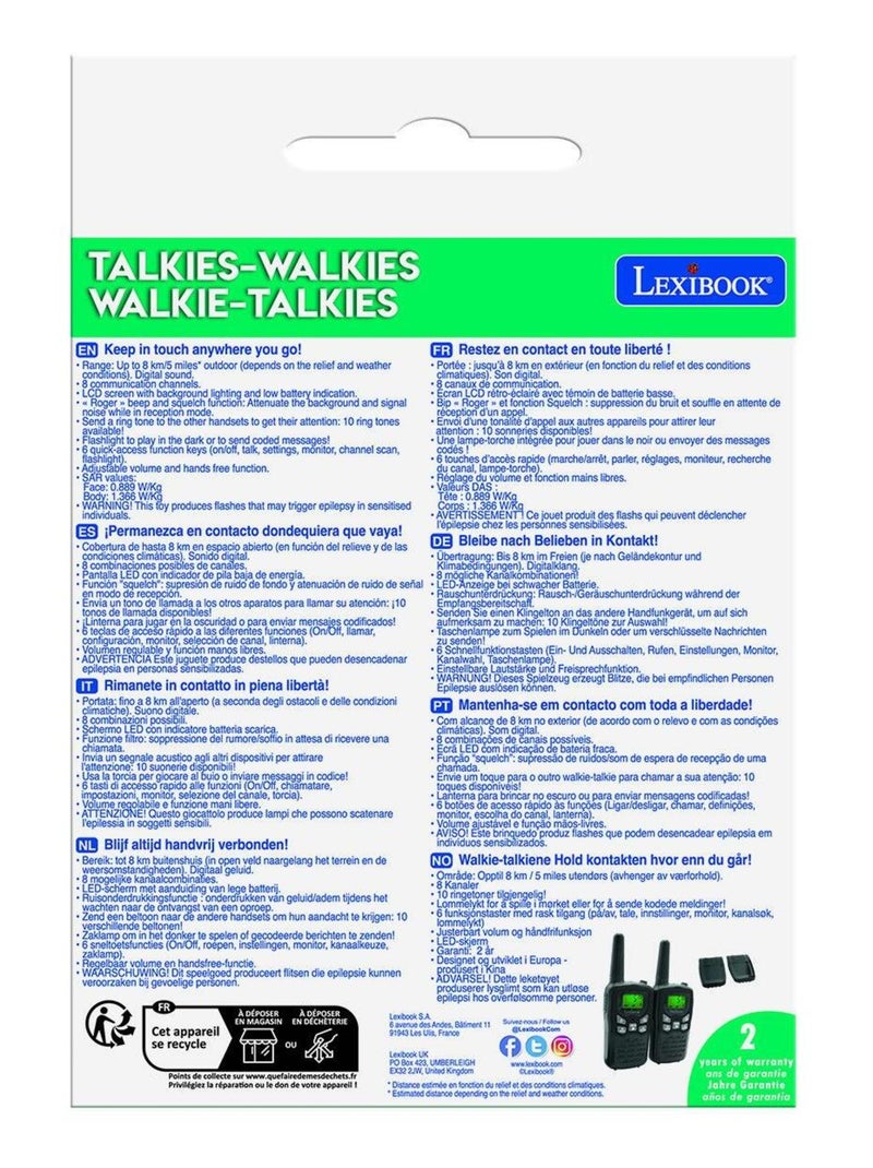 Talkie-Walkies Digitaux portée 8km et 8 canaux N/A - Kiabi