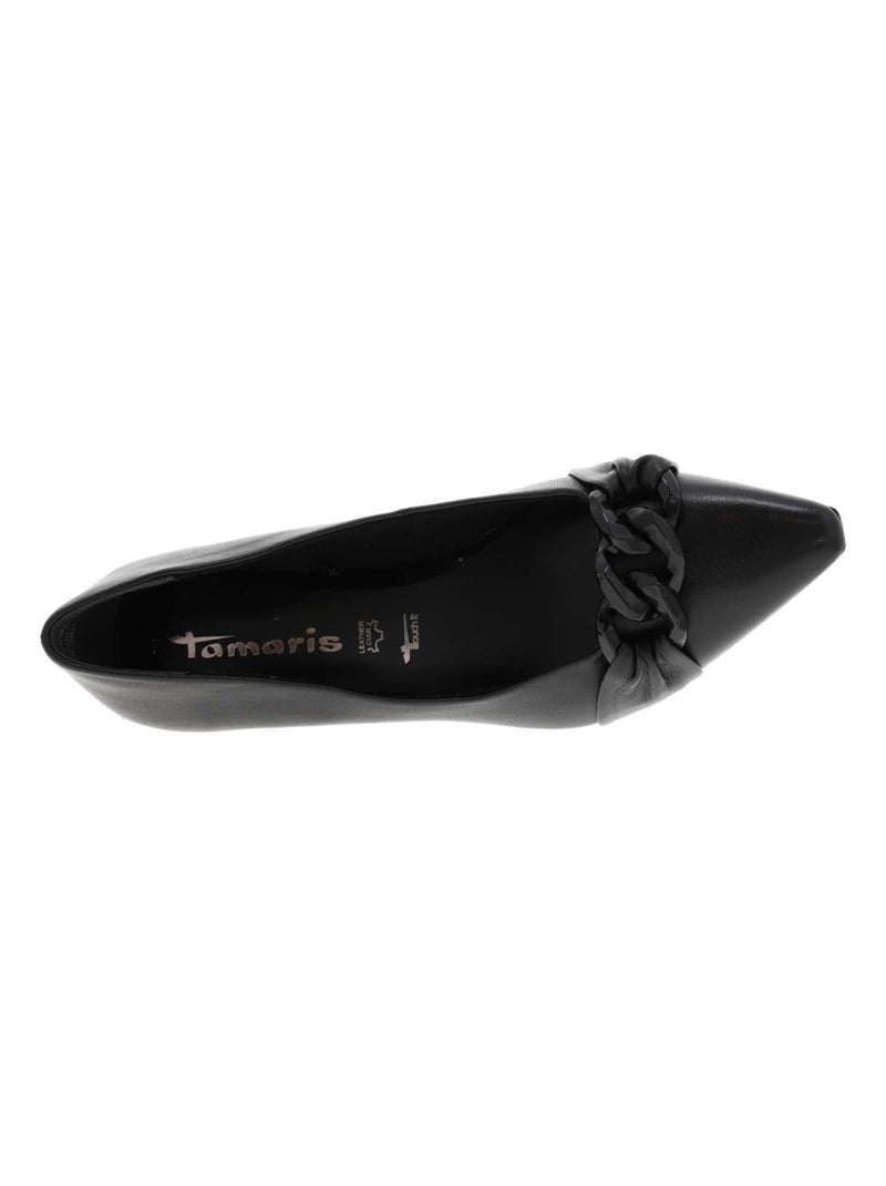 TAMARIS - Escarpins cuir talon aiguille Noir - Kiabi