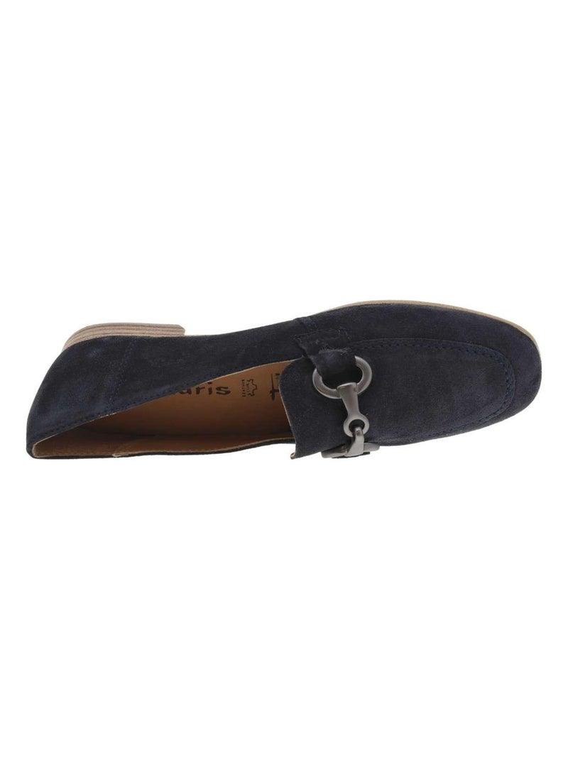 TAMARIS - Mocassins cuir de vachette Bleu marine - Kiabi