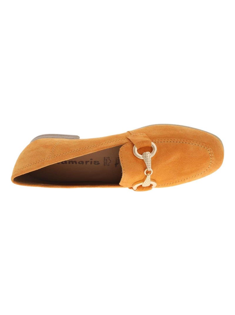 TAMARIS - Mocassins cuir nubuck talon plat Orange - Kiabi