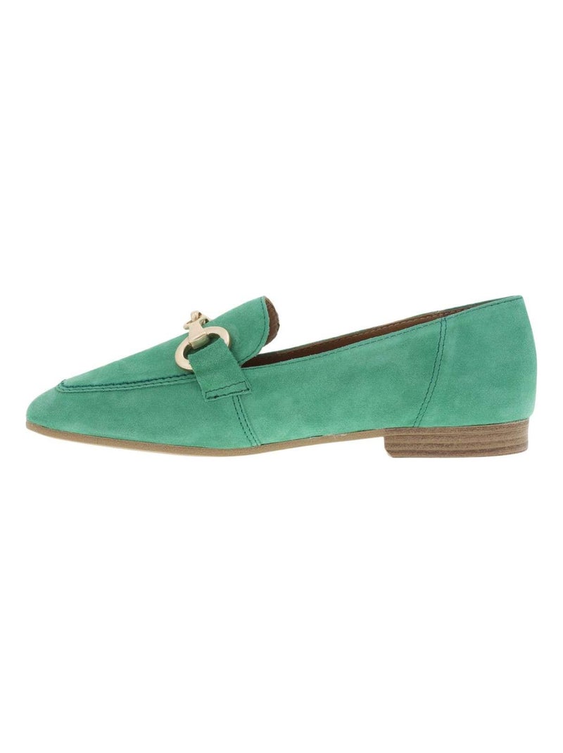 TAMARIS - Mocassins cuir talon plat Vert - Kiabi