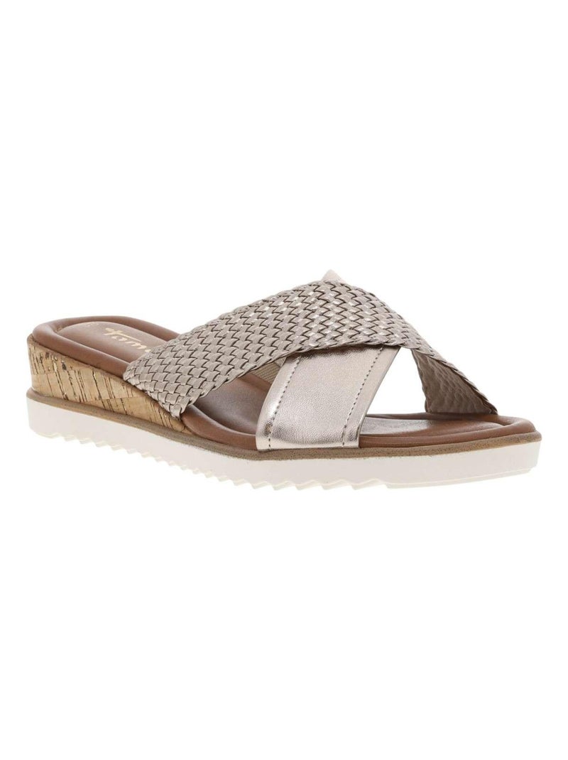 TAMARIS - Mules talon compensé bas Doré/or - Kiabi