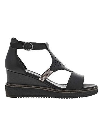 TAMARIS - Nu-pieds cuir talon compensé haut