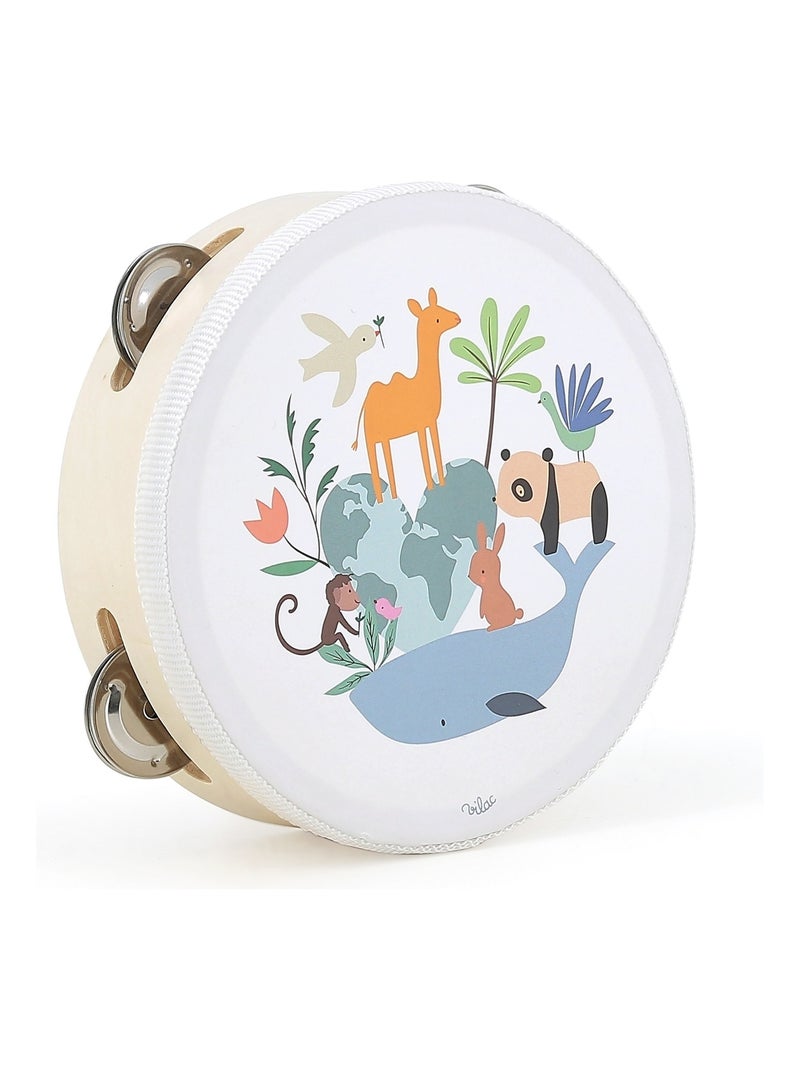 Tambourin animaux du monde Sarah Betz Blanc - Kiabi