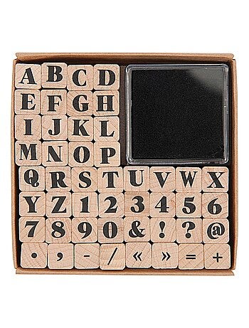 Tampons bois en lettres et chiffres - caractères gras - Kiabi