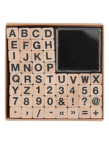 Tampons bois en lettres et chiffres - caractères simples - Kiabi