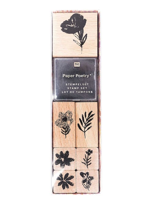 Tampons fleurs - 7 fleurs effet aquarelle - encre - Rico Design - Kiabi