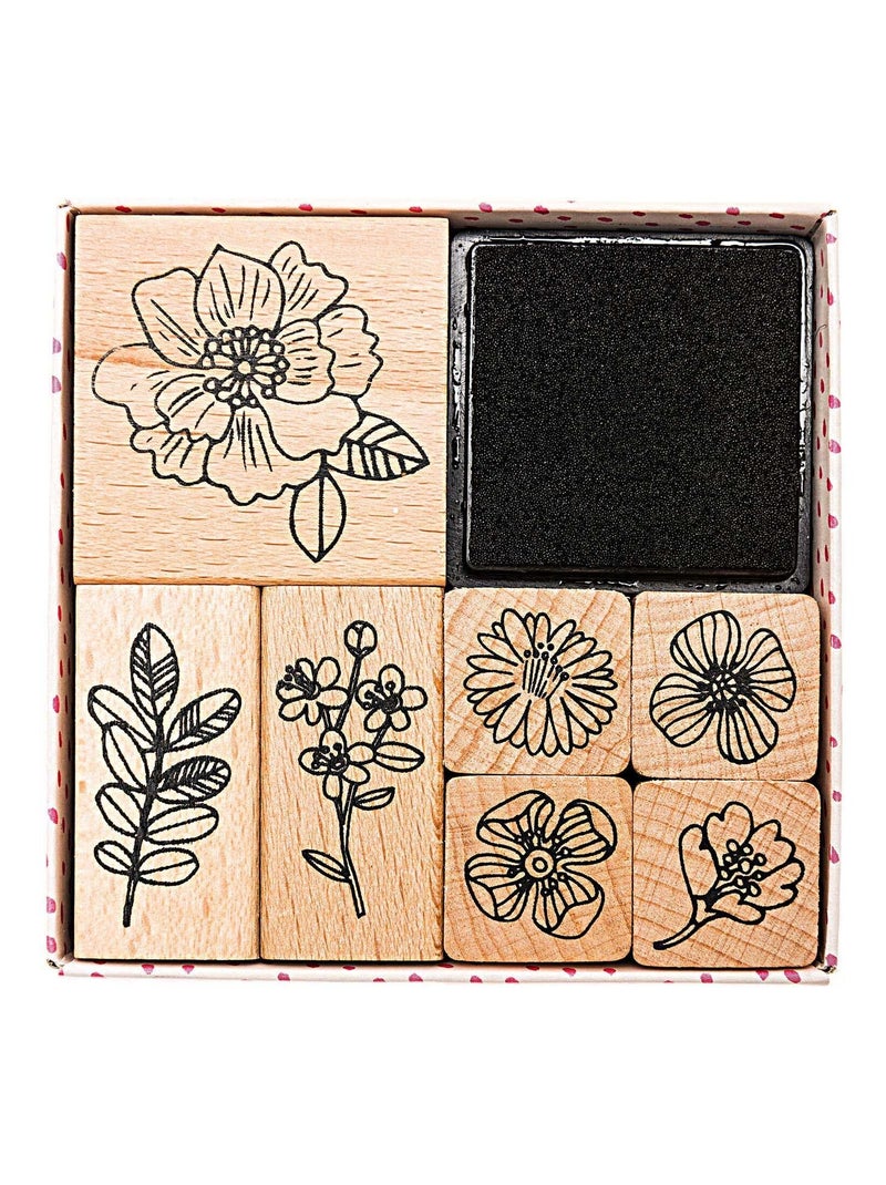 Tampons fleurs - 7 fleurs effet dessin - encre - Rico Design N/A - Kiabi