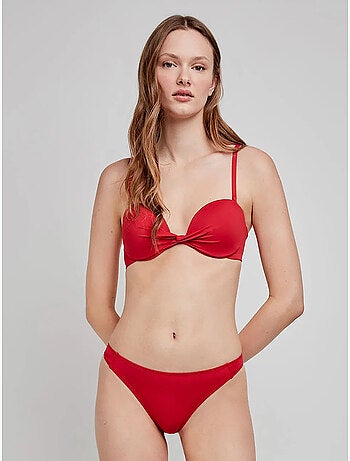 Tanga bikini en tissu uni.