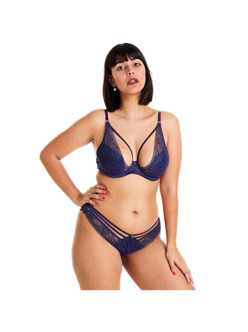 Tanga brésilien DIABOLIQUE - Pomm'Poire Bleu - Kiabi