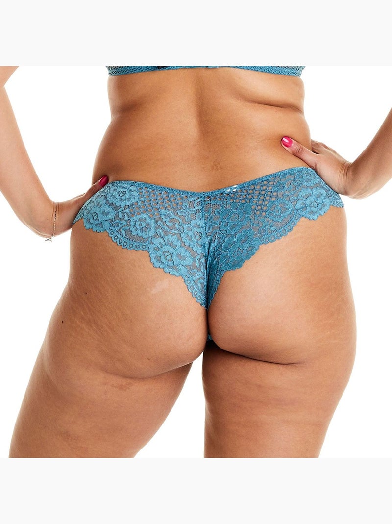 Tanga brésilien VOLTIGE - Pomm'Poire Bleu - Kiabi