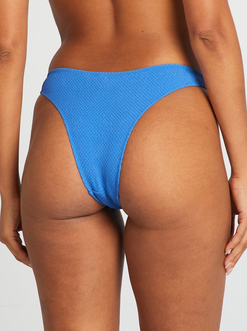Tanga de bain maille gaufrée Bleu - Kiabi