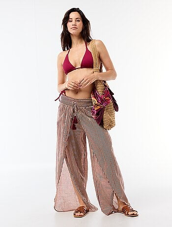 Tanga de bain maille texturée avec liens à nouer