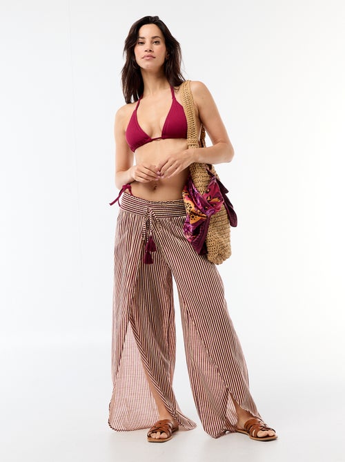 Tanga de bain maille texturée avec liens à nouer - Kiabi