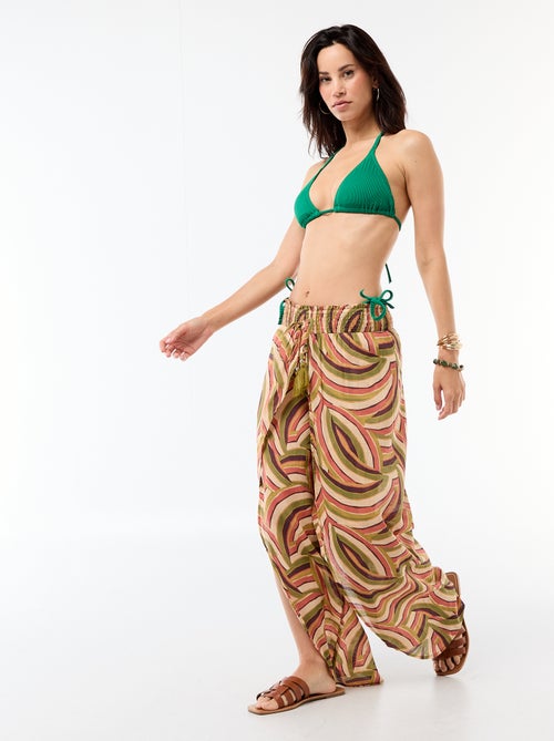 Tanga de bain maille texturée avec liens à nouer - Kiabi