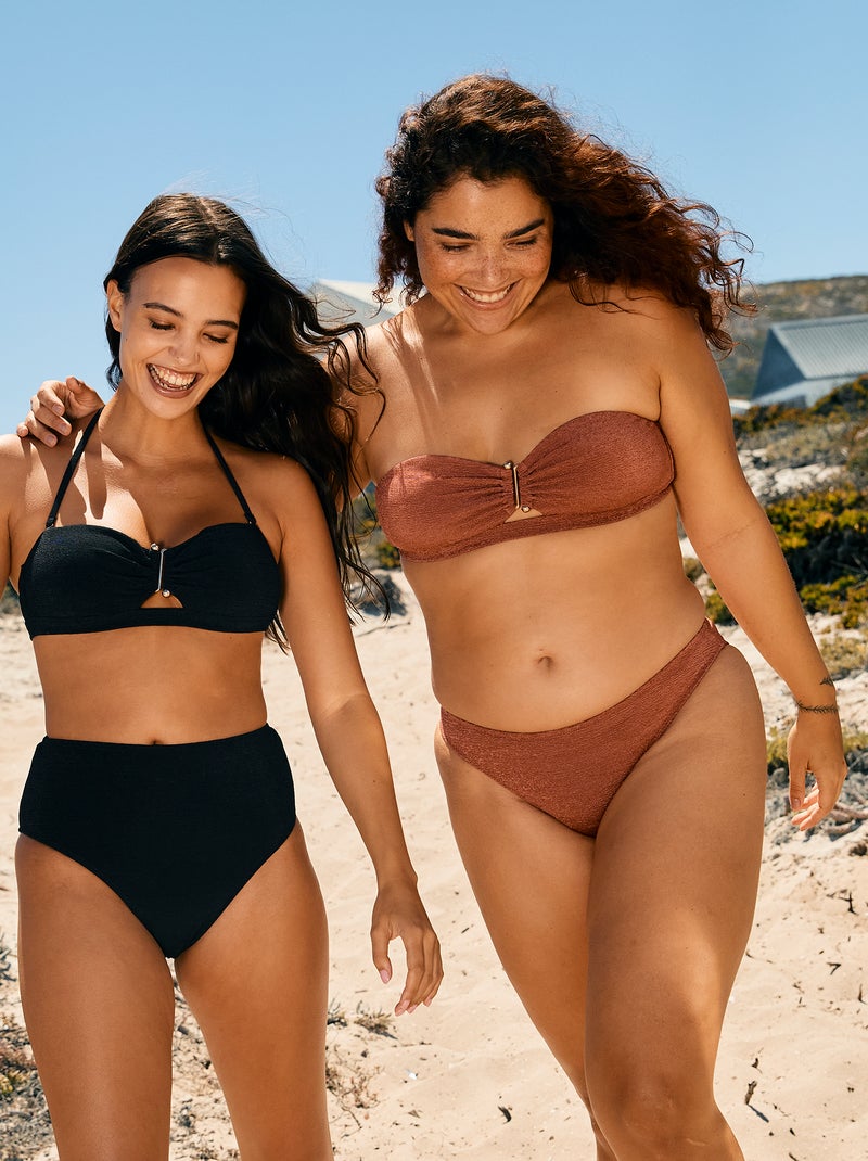 Tanga de bain maille texturée Marron - Kiabi