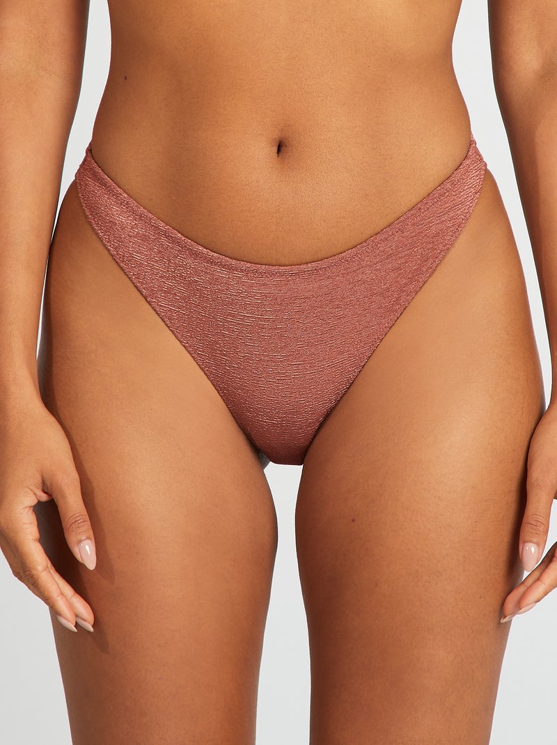 Tanga de bain maille texturée Marron - Kiabi