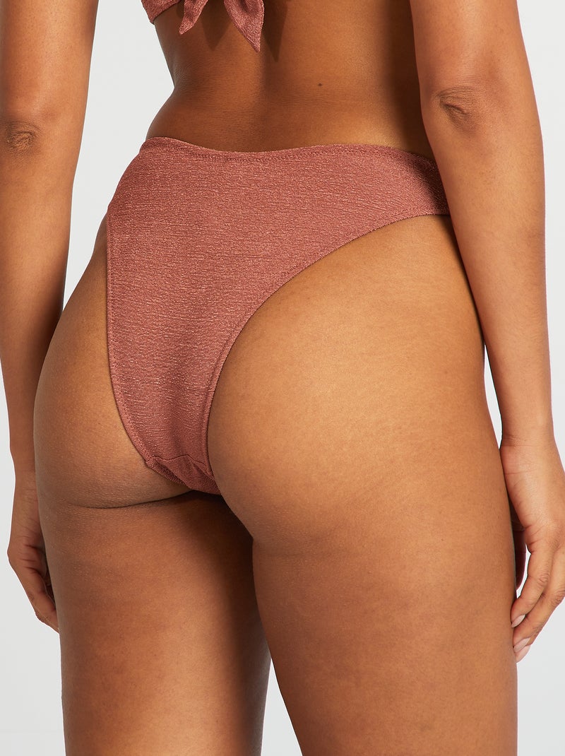 Tanga de bain maille texturée Marron - Kiabi