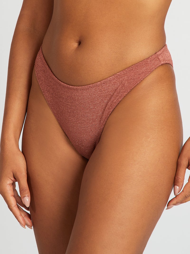Tanga de bain maille texturée Marron - Kiabi