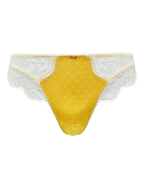 Tanga en dentelle taille haute - Jaune moutarde - Kiabi - 7.00€