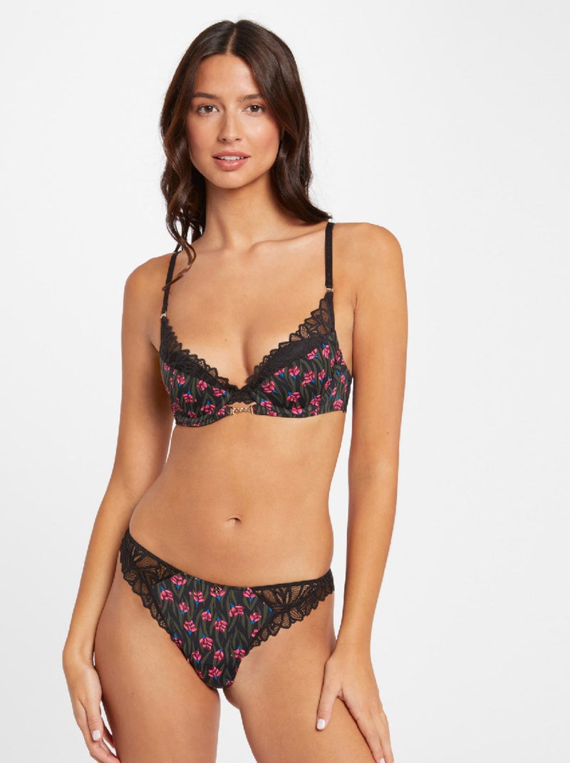 Tanga DELPHINE - Morgan Lingerie Noir - Kiabi