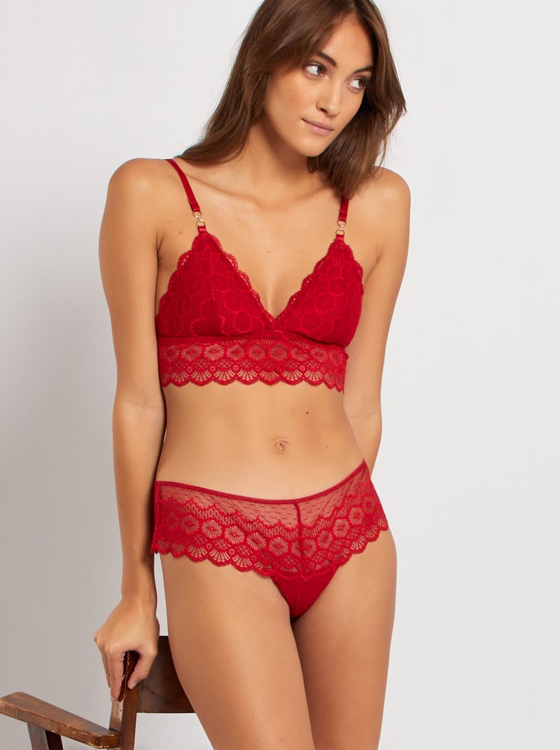 Tanga dentelle rouge - Kiabi